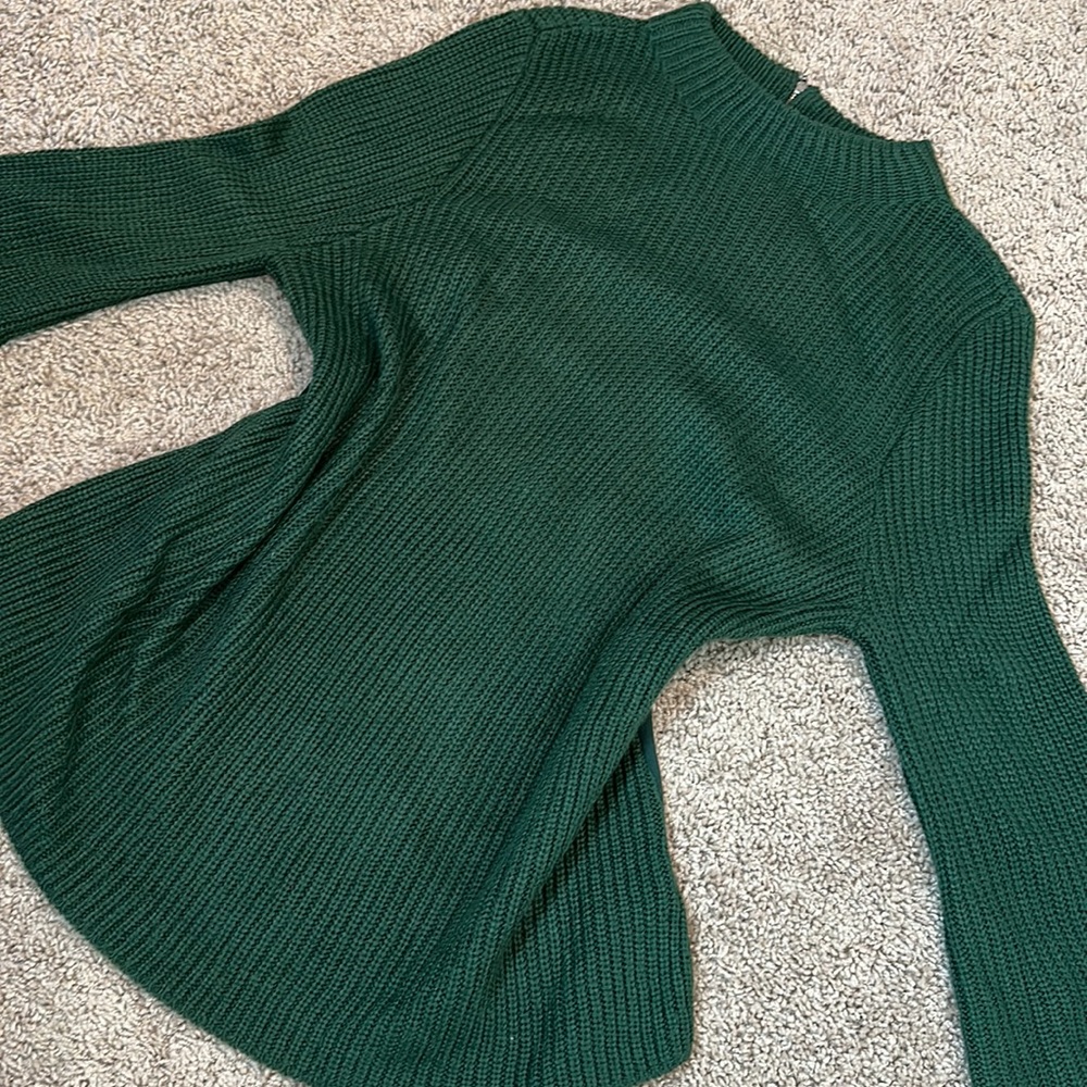 moth green knit woven sweater medium